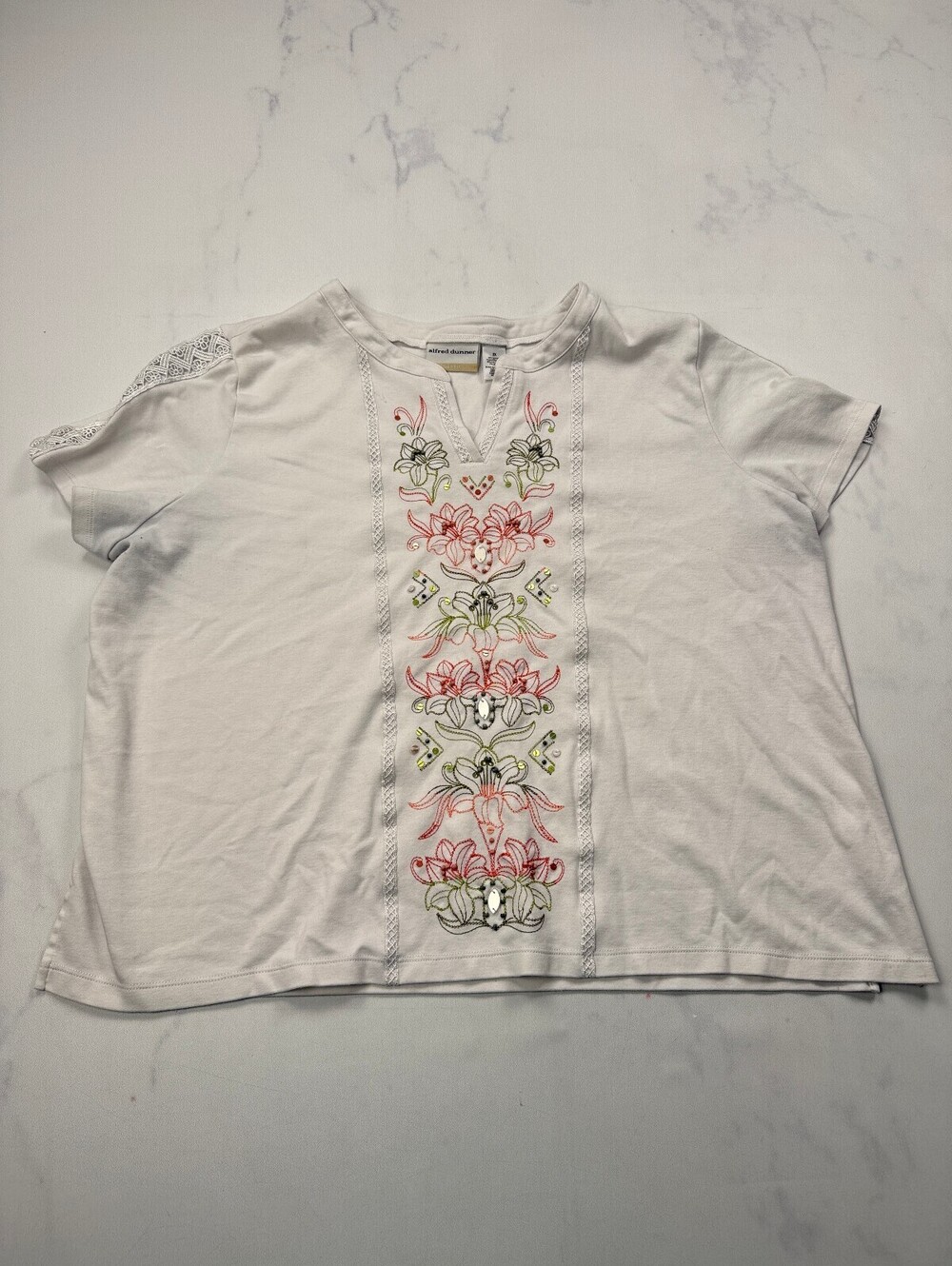Alfred Dunner Blouse White 90s Shirt Blouse - Womens 2X